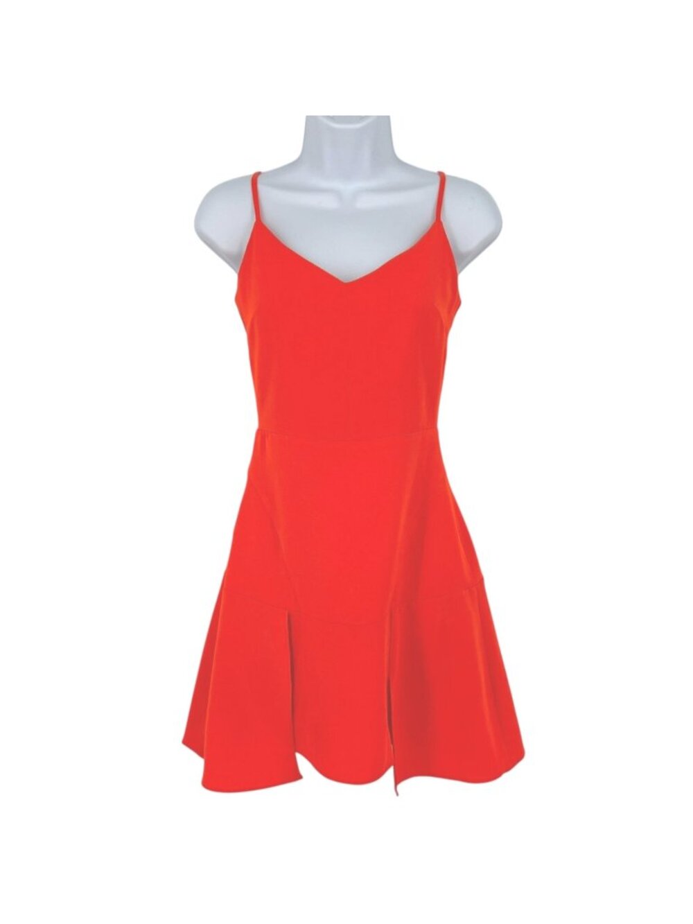 Storee A-Line Mini Dress Party Club V-neck Sleeveless Tomato Orange Size Small